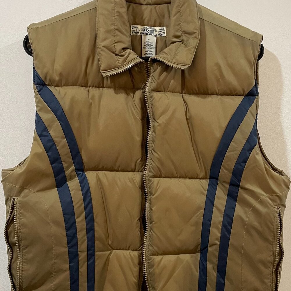Vintage American Rag Cie Ski Puffer Vest Olive Navy Size Small 80s Look